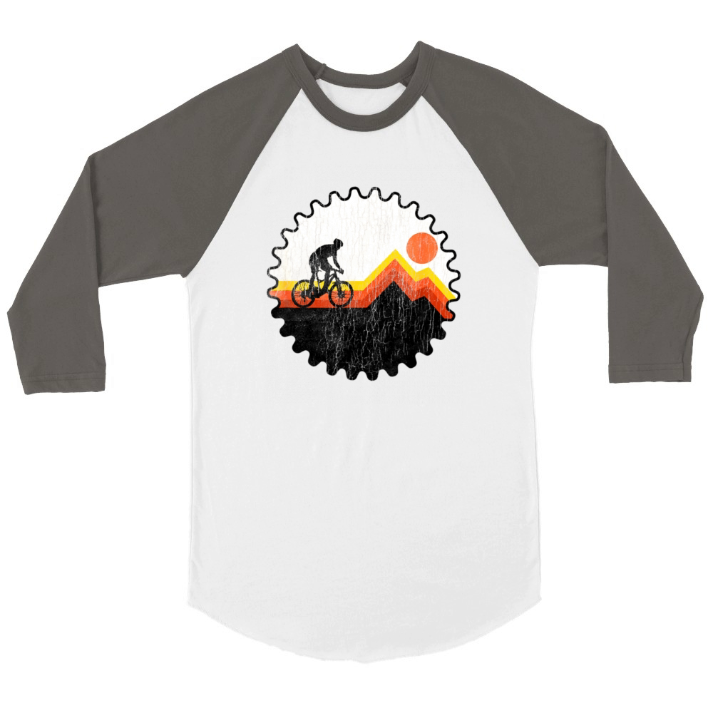 Retro Vintage Mountain Biking Downhill Bike Lovers Unisex ¾ sleeve Raglan T-shirt