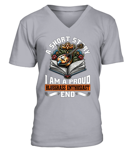 Bluegrass Music A Short Story I Am A Banjo Player V-Neck T-shirt