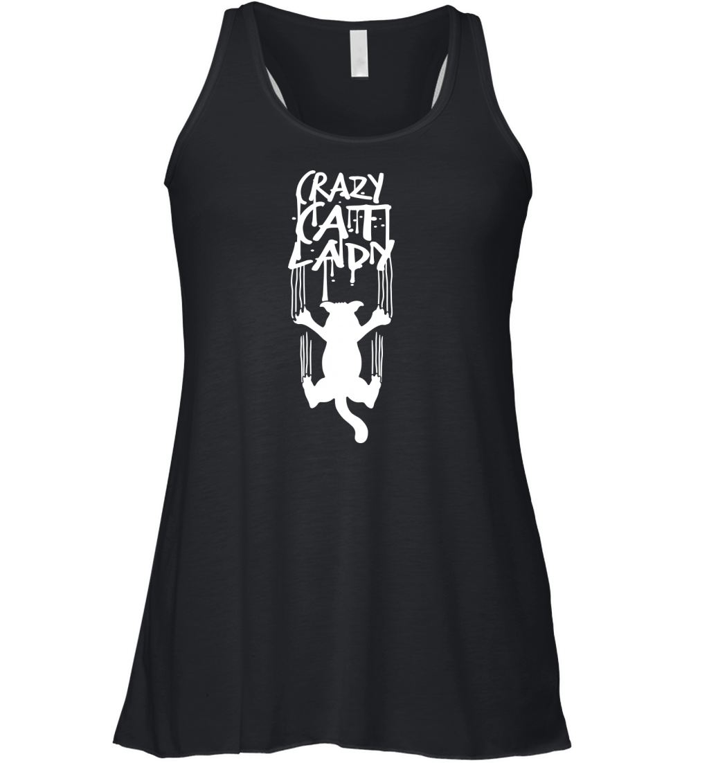 Crazy Cat Lady Text Love Saying Quote Weird Woman Women's Flowy Tank Top