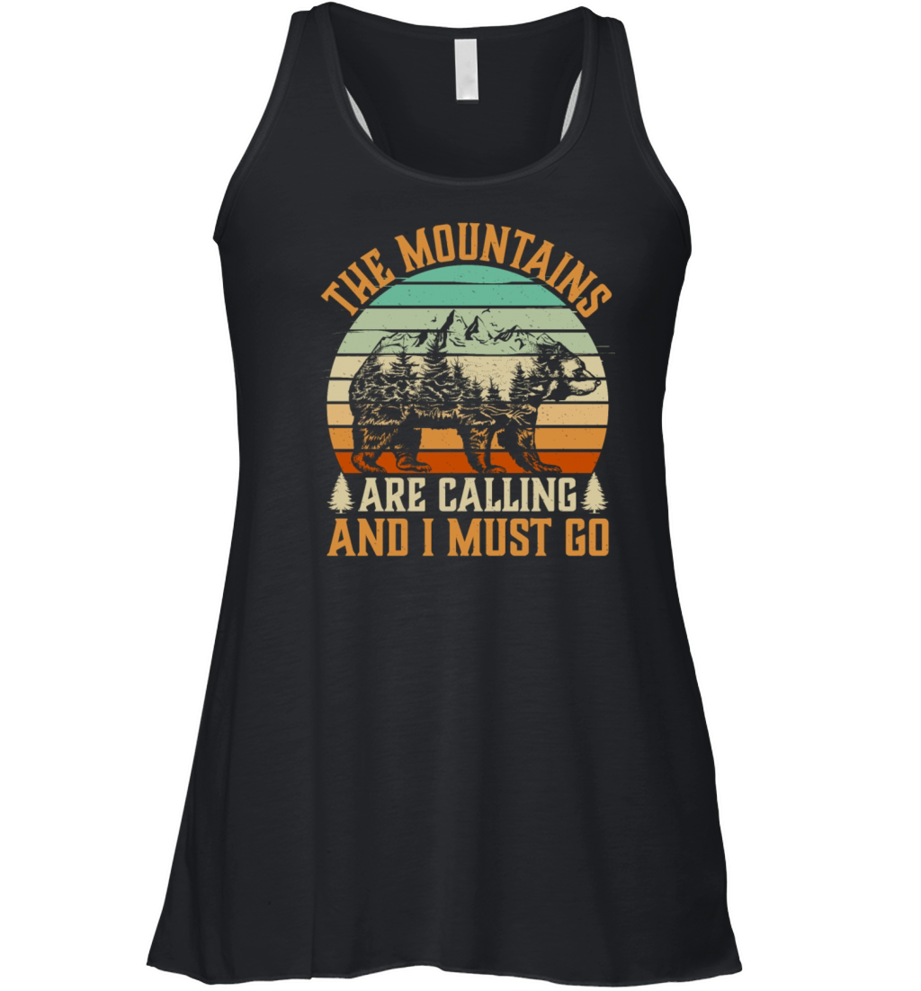 The Mountains Are Calling I Must Go Hiking Quote Women's Flowy Tank Top