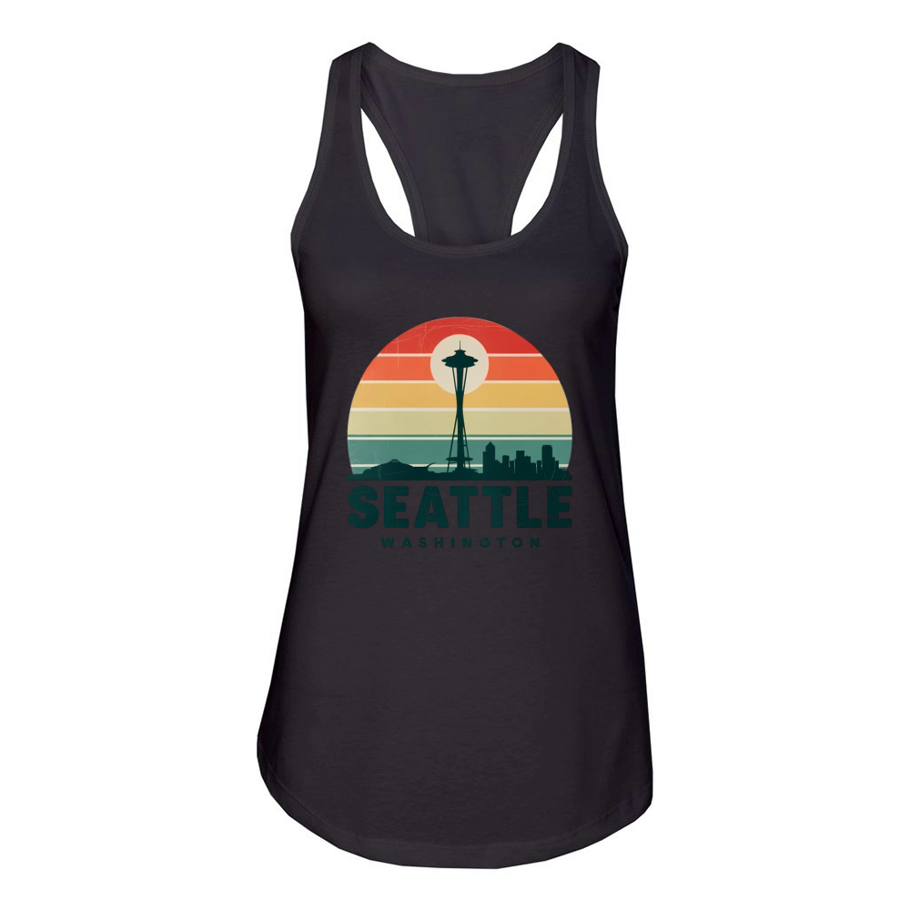 Seattle Washington Vintage Sunset Women's Racerback Tank