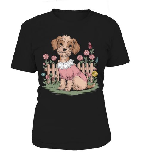 Cottagecore Cozy Dog in Floral Garden Women's T-Shirt