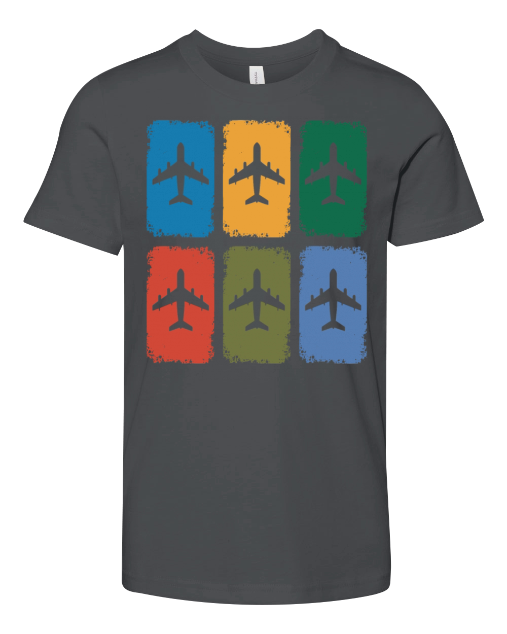 Vintage Airplane Silhouette Retro Aviation Color Youth Unisex Jersey Tee
