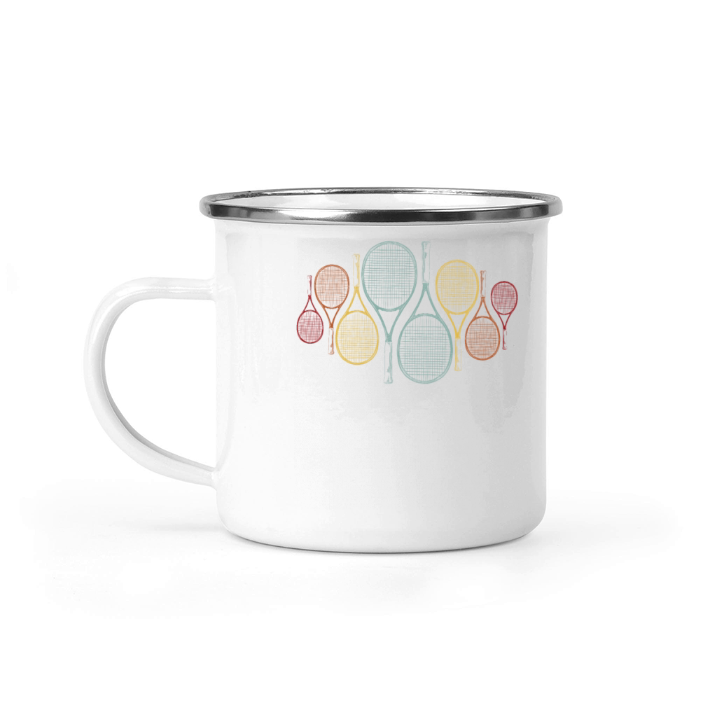 Funny Tennis Player Racket Retro Camping Mug