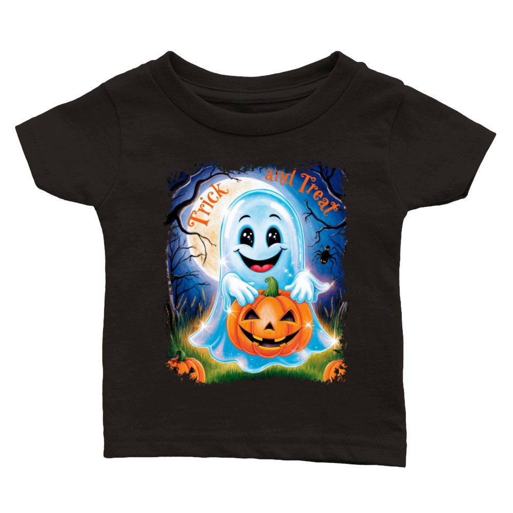 Trick and Treat halloween ghost funny Classic Baby Crewneck T-shirt