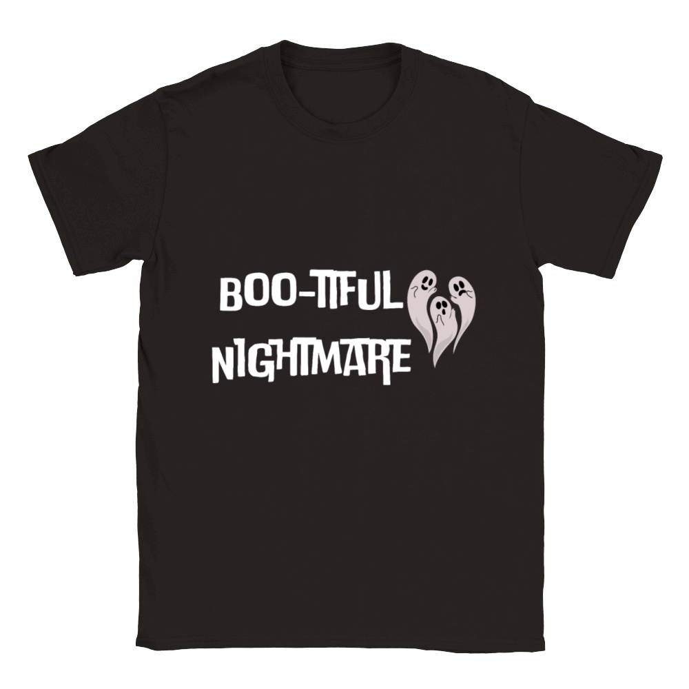 Halloween Unisex Tee - Boo-tiful Nightmare Design Classic Kids Crewneck T-shirt