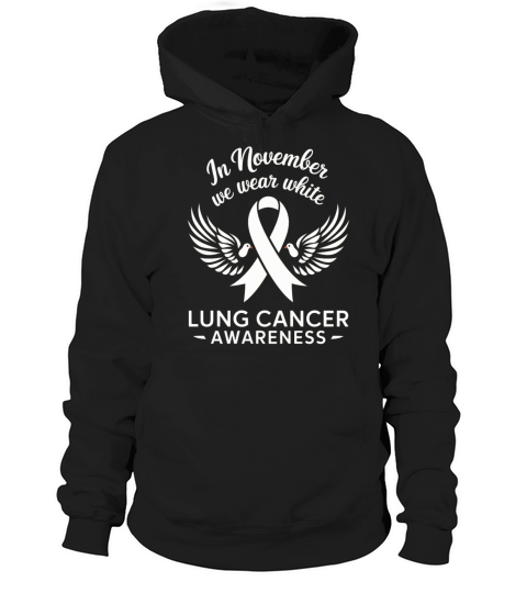 White Ribbon and Doves Lung Cancer Awareness Hoodie Unisex