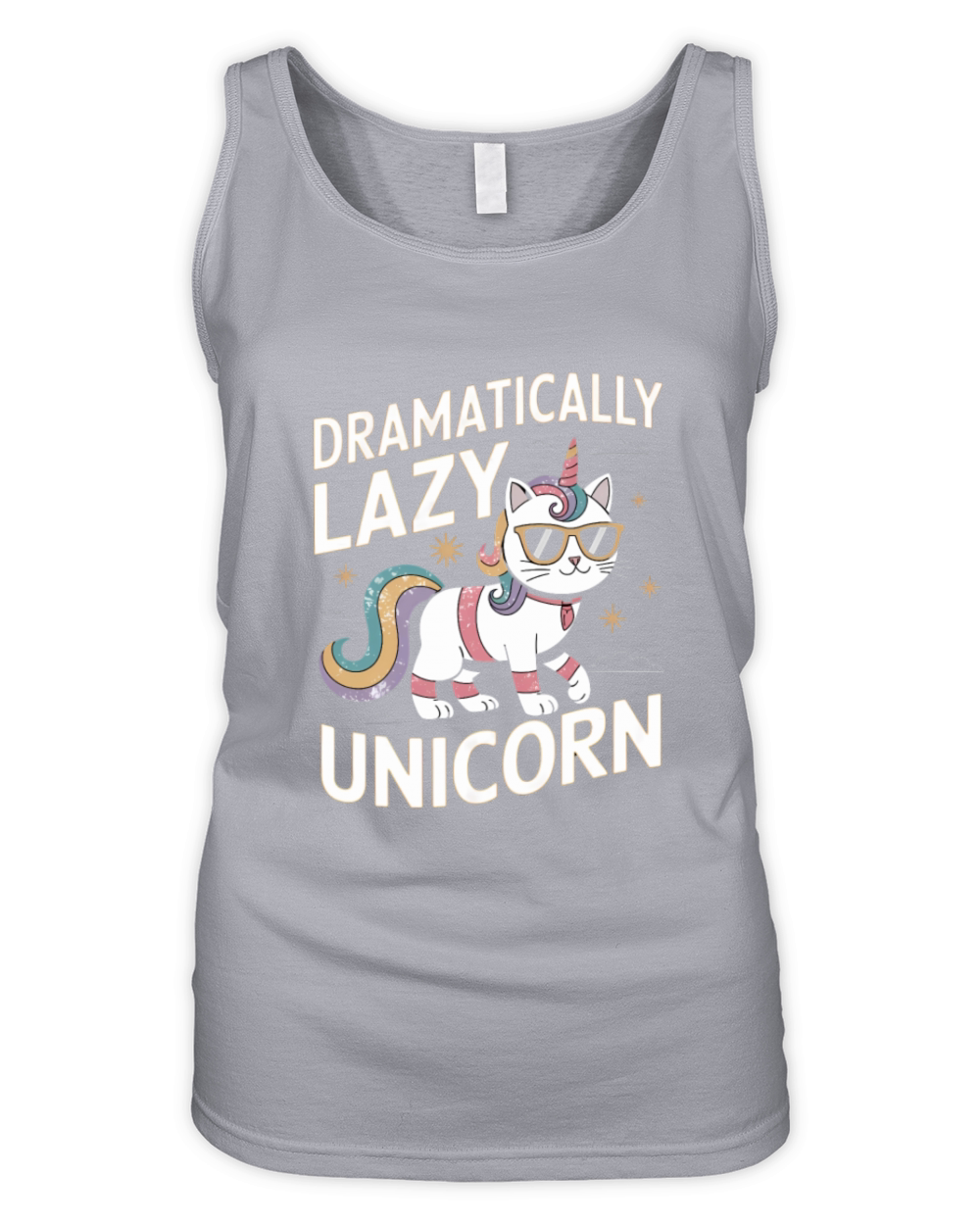Dramatically Lazy Unicorn Cat with Rainbow Vibes Organic Women's Tank Top