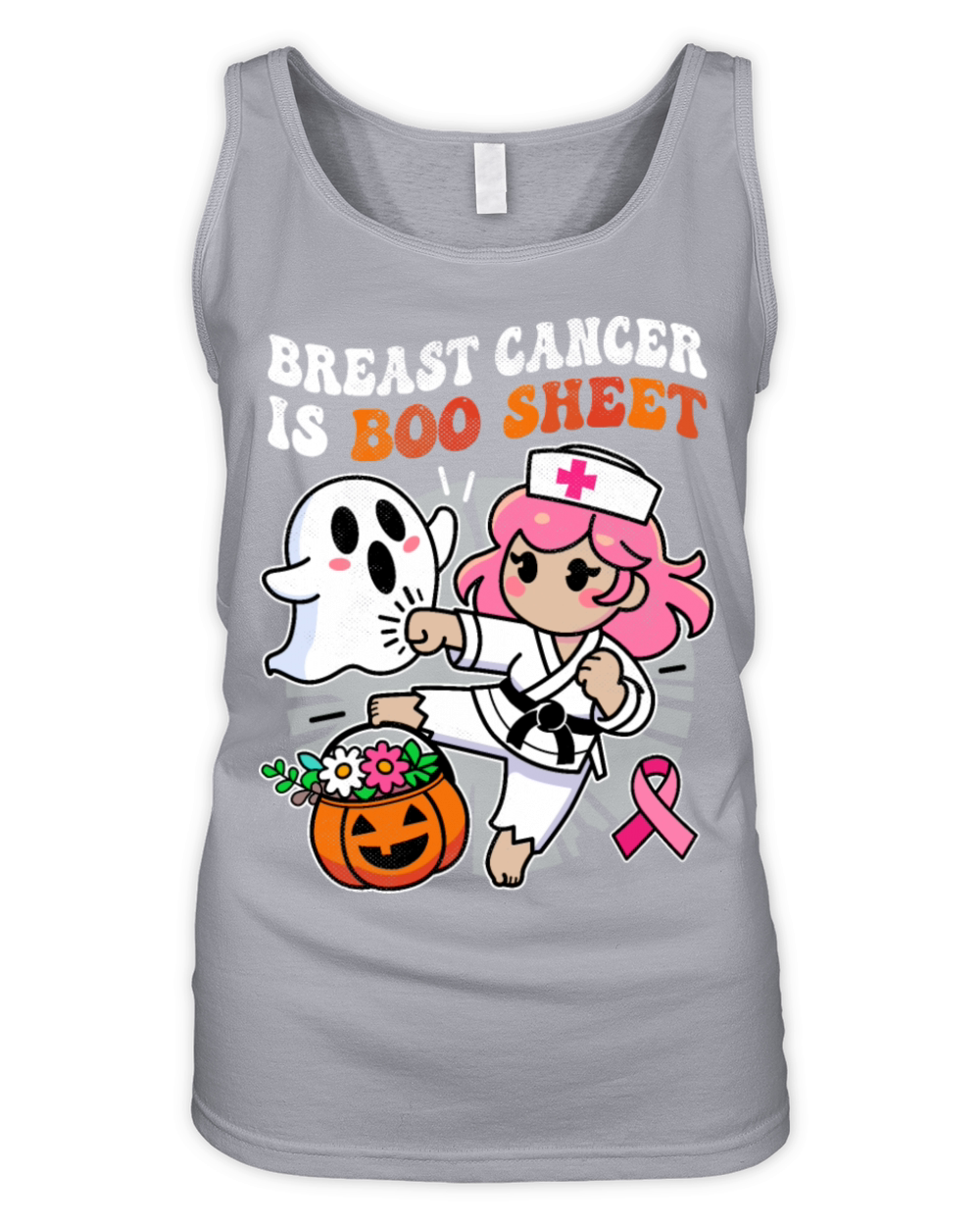 Nurse Breast Cancer Ghost Halloween Awareness Organic Women's Tank Top