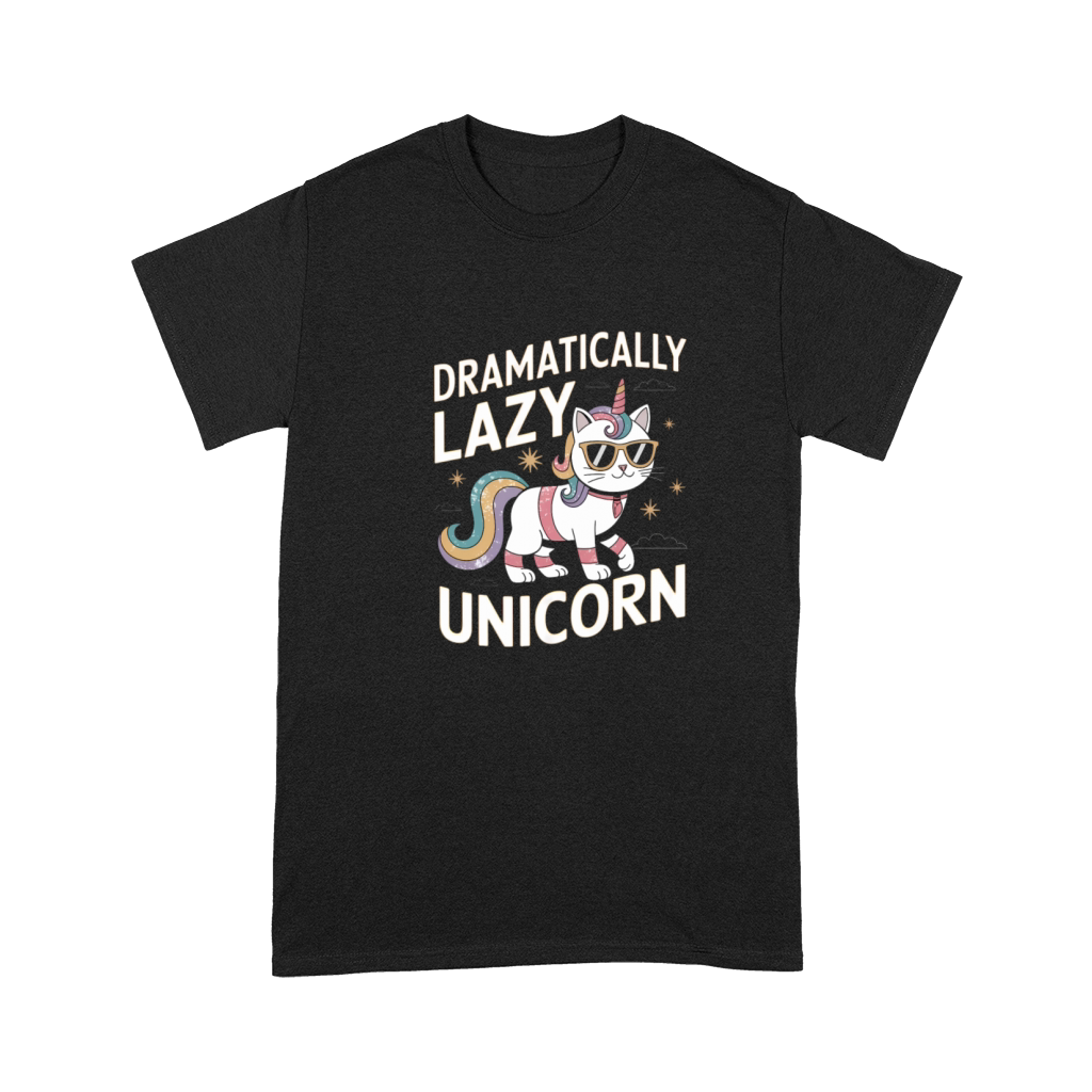 Dramatically Lazy Unicorn Cat with Rainbow Vibes Premium T-shirt