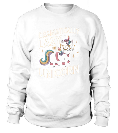 Dramatically Lazy Unicorn Cat with Rainbow Vibes Sweatshirt Unisex