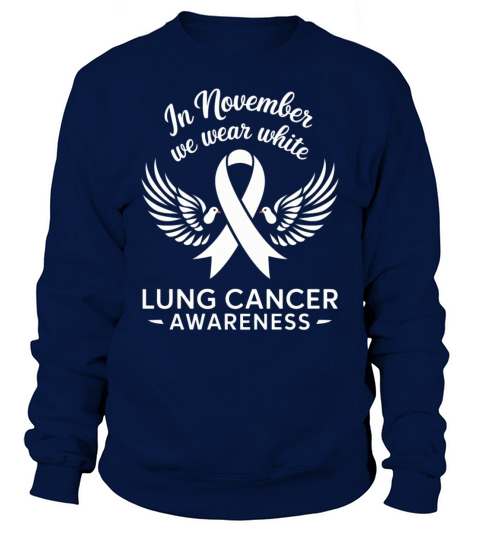 White Ribbon and Doves Lung Cancer Awareness Sweatshirt Unisex