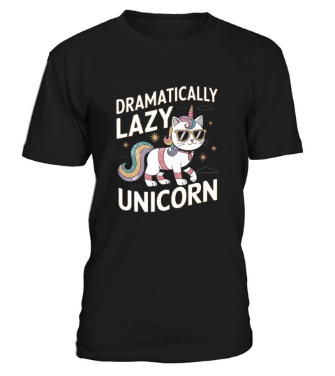 Dramatically Lazy Unicorn Cat with Rainbow Vibes T-Shirt Unisex