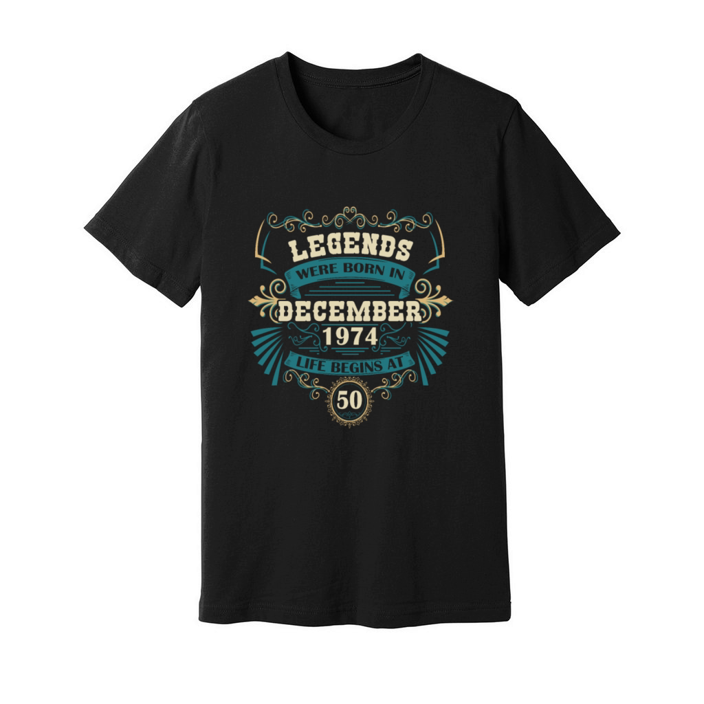 50th Birthday Legends December 1974 Vintage Wester Unisex Jersey Tee