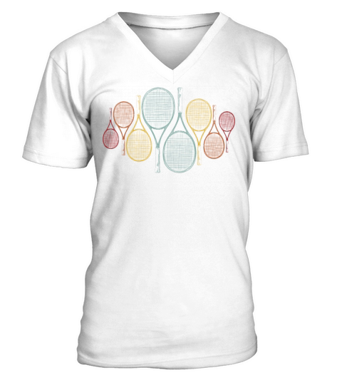 Funny Tennis Player Racket Retro V-Neck T-shirt