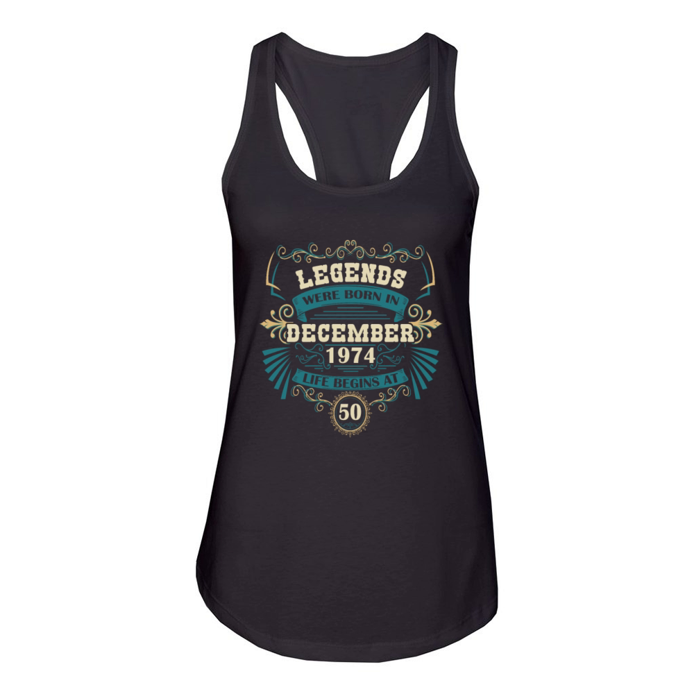 50th Birthday Legends December 1974 Vintage Wester Women's Racerback Tank