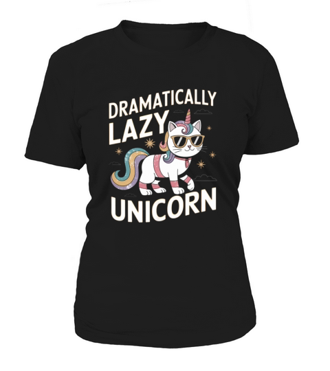 Dramatically Lazy Unicorn Cat with Rainbow Vibes Women's T-Shirt