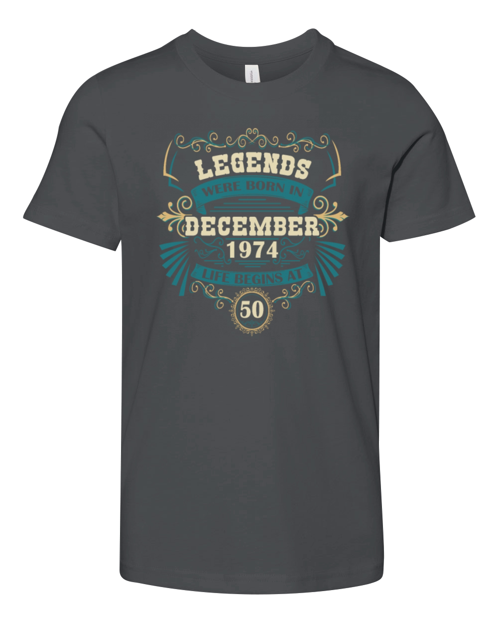 50th Birthday Legends December 1974 Vintage Wester Youth Unisex Jersey Tee