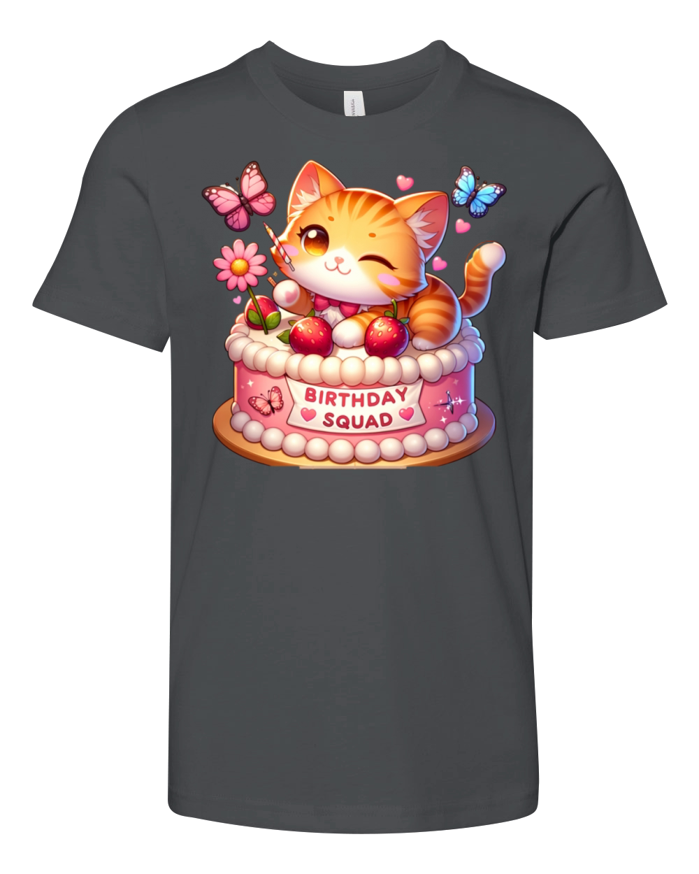 Birthday Squad Little Cute Cat Birthday Youth Unisex Jersey Tee