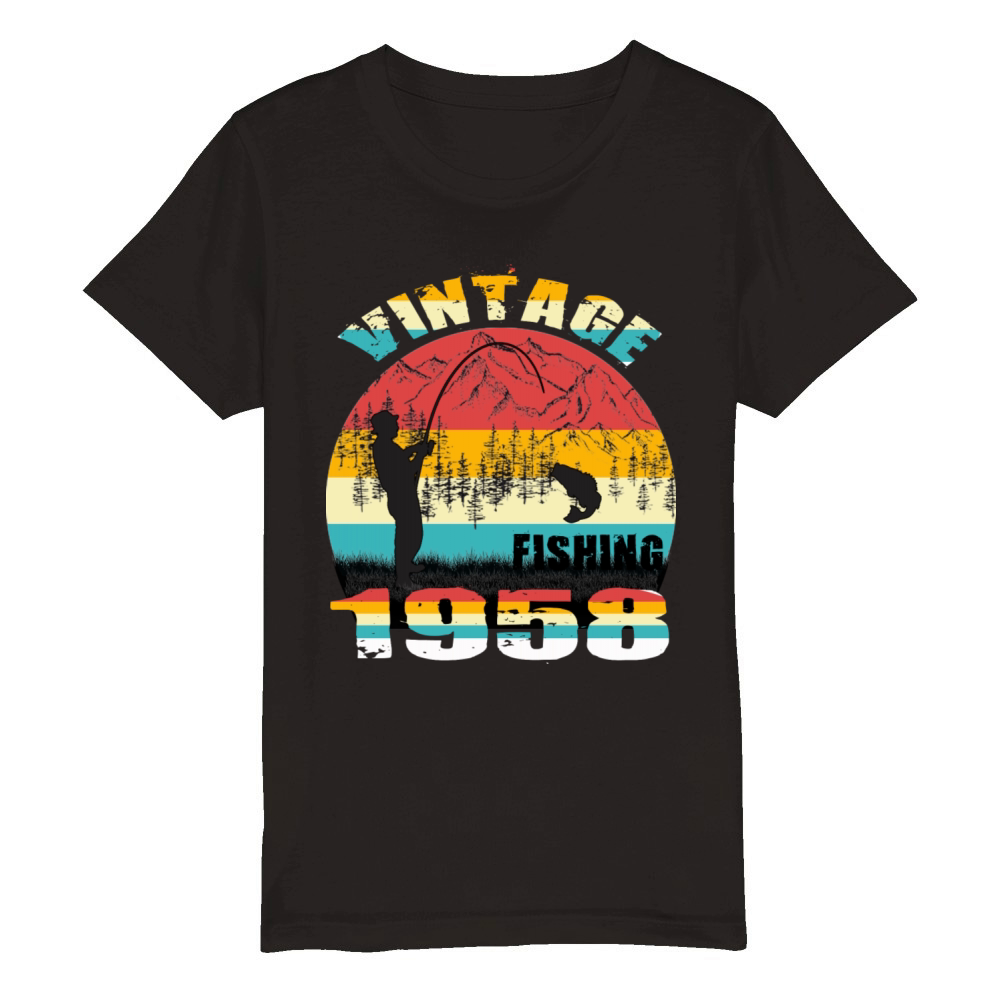 VINTAGE FISHING 1958 Organic Kids Crewneck T-shirt