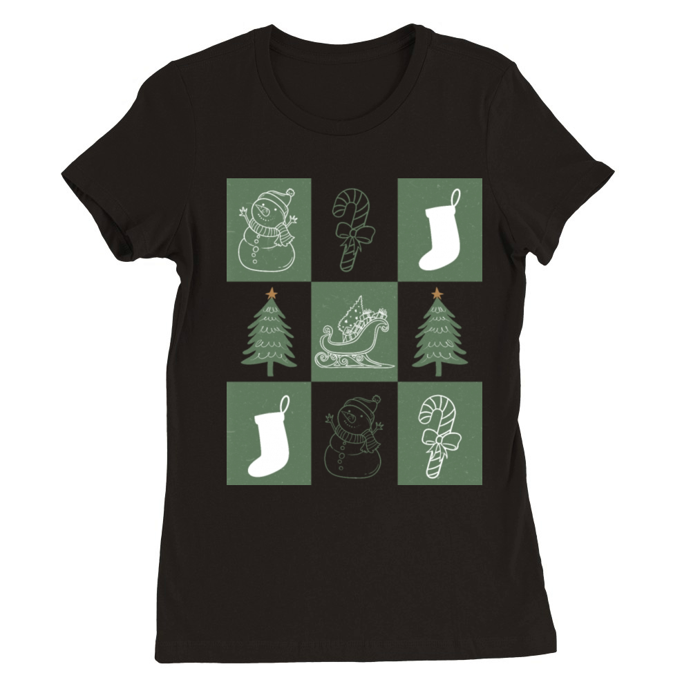 Cozy Vintage Holiday Minimalist Chris Premium Womens Crewneck T-shirt