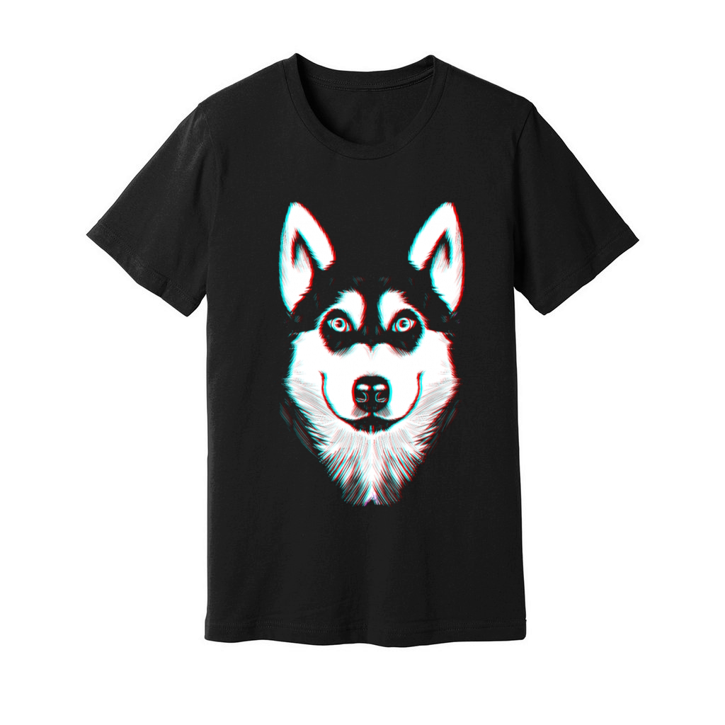 Dog Lover Vintage Siberian Husky Dog Face Unisex Jersey Tee