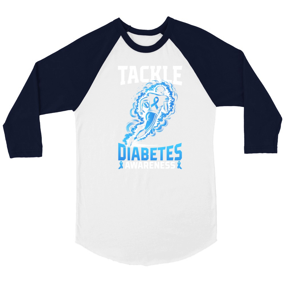 Tackle Diabetes Awareness Gear American Football Unisex ¾ sleeve Raglan T-shirt