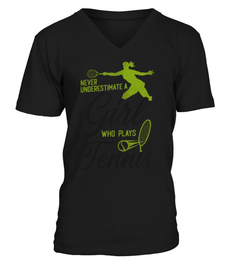 Funny Tennis Player Racket Girl V-Neck T-shirt
