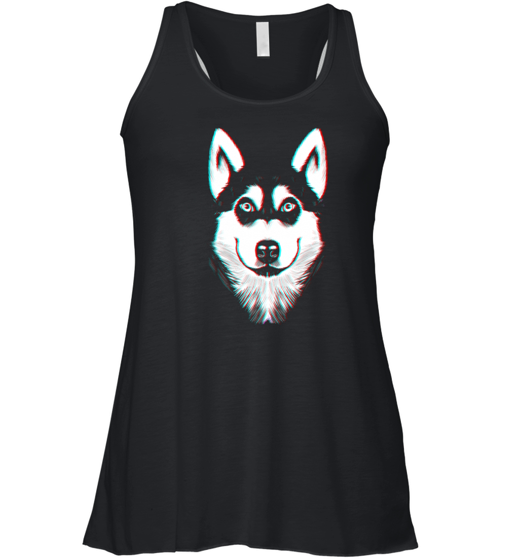Dog Lover Vintage Siberian Husky Dog Face Women's Flowy Tank Top
