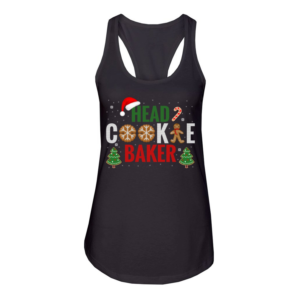 Head Cookie Baker Christmas Funny Baking Xmas Women's Racerback Tank