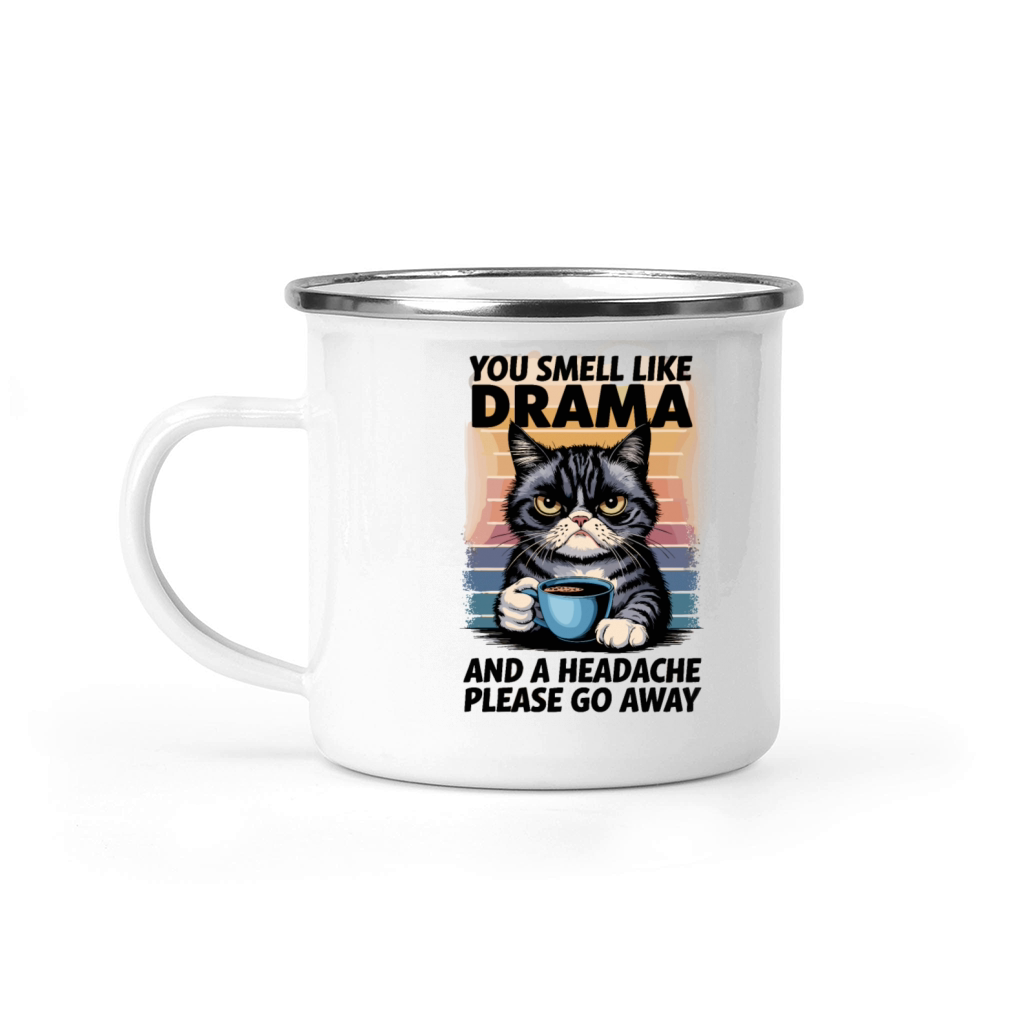 Funny Cat Drama with Humorous Quote for a Cat Camping Mug