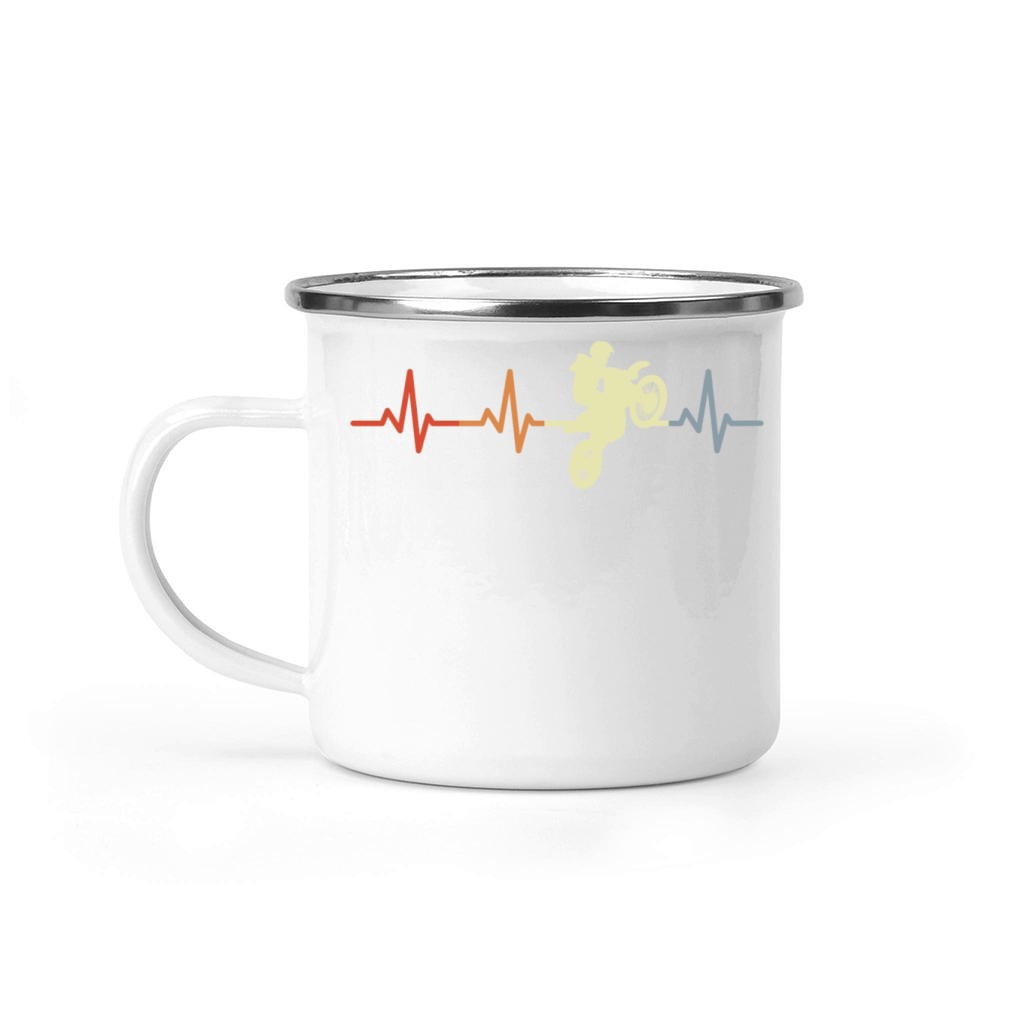 Motocross Rider Heart Rate Vintage Camping Mug