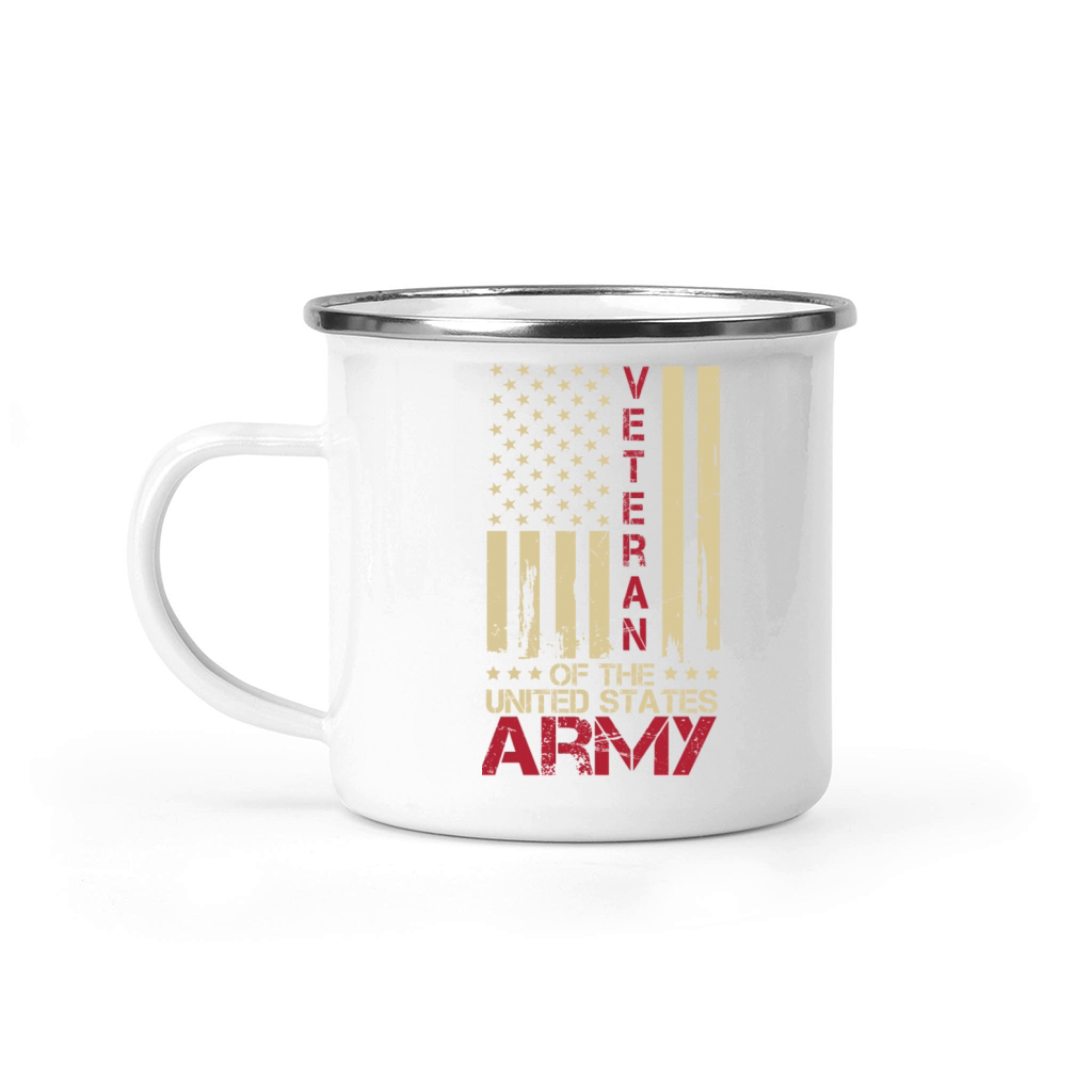 Patriotic U S Army Veteran Red Line American Flag Camping Mug