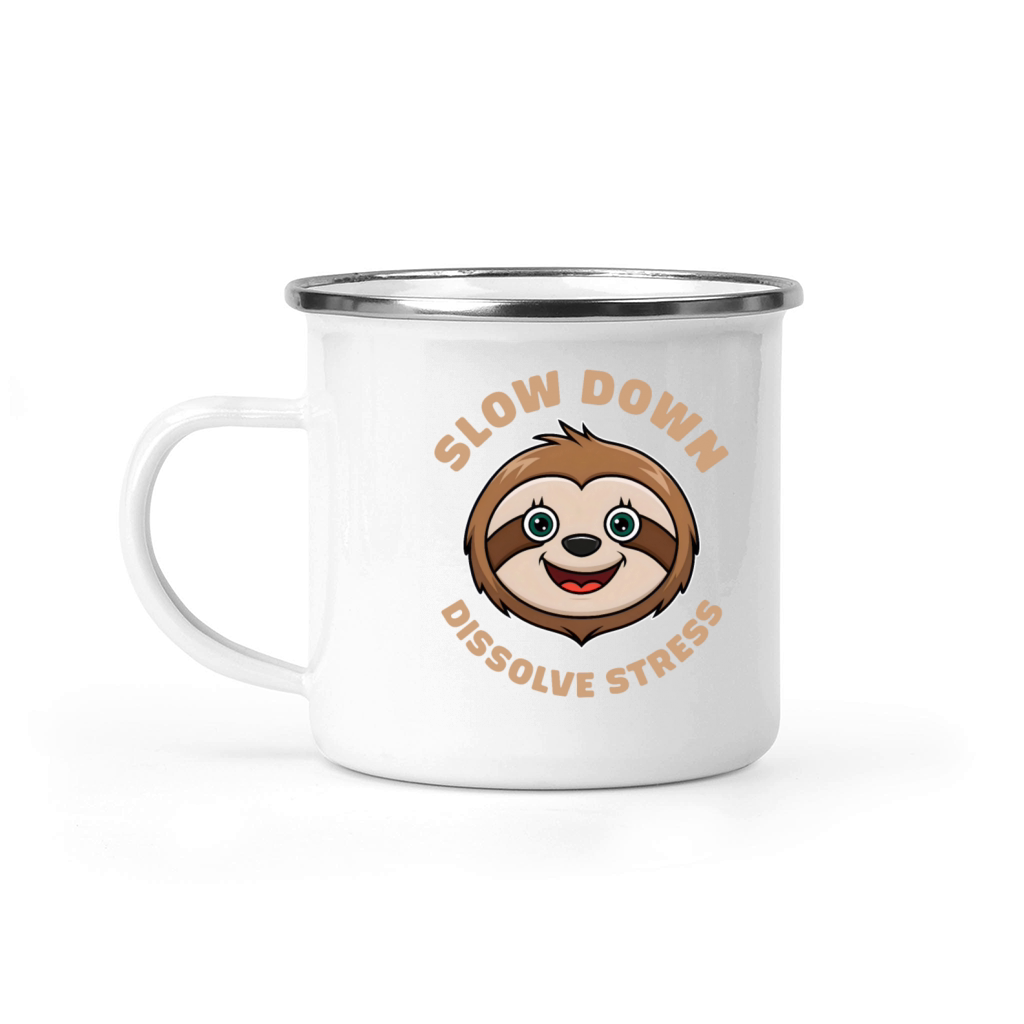 Slow Down for Stress Relief Cute Friendly Sloth Camping Mug