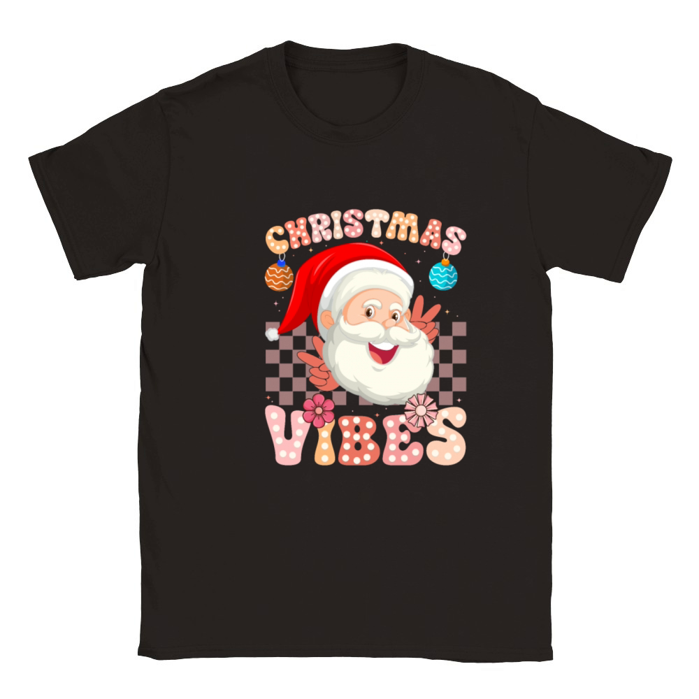 Vintage Groovy Santa Claus Christmas Vibes Classic Kids Crewneck T-shirt