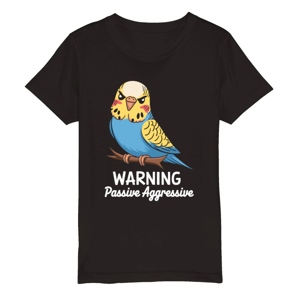 Warning Passive Aggressive Parrot Humor Organic Kids Crewneck T-shirt
