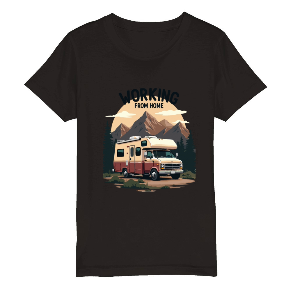 Working from Home RV Adventure Organic Kids Crewneck T-shirt