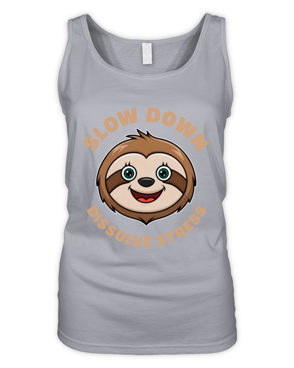 Slow Down for Stress Relief Cute Friendly Sloth Organic Women's Tank Top