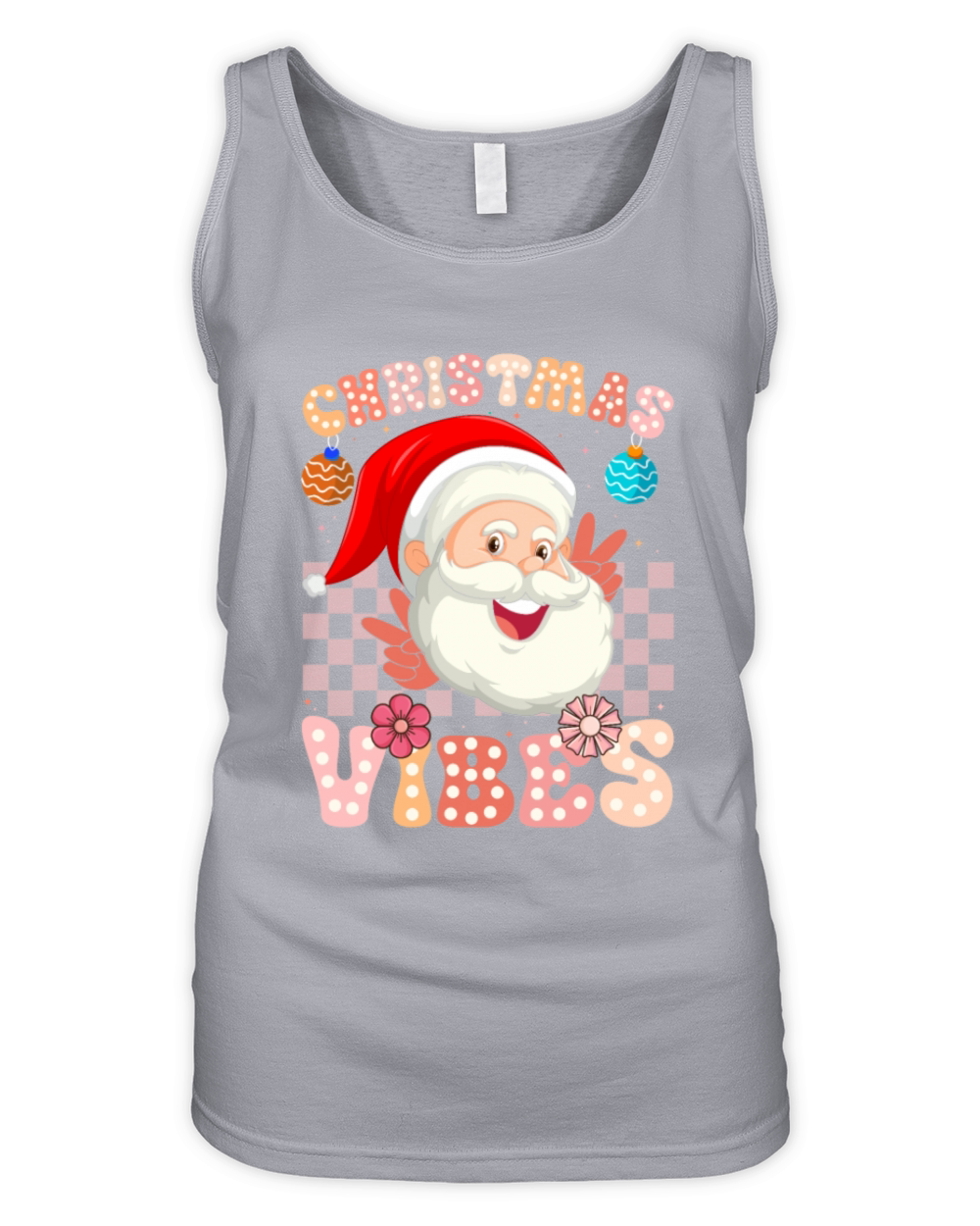 Vintage Groovy Santa Claus Christmas Vibes Organic Women's Tank Top