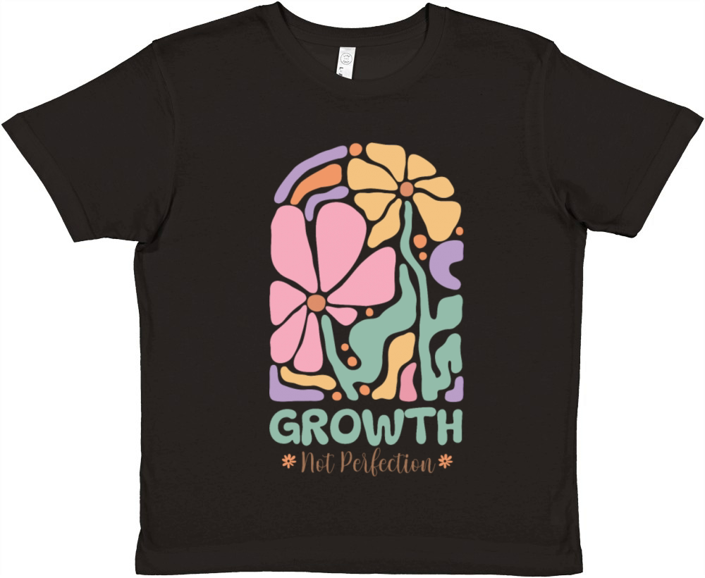 Boho Flowers Growth not Perfection Mental Health Premium Kids Crewneck T-shirt