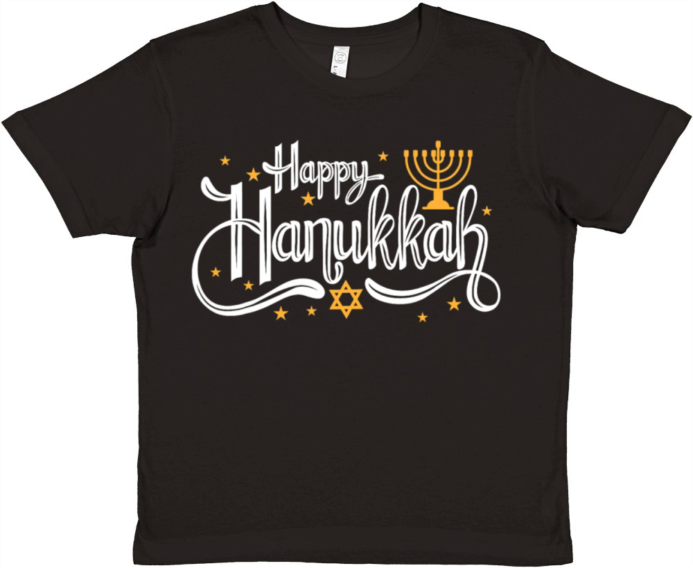 Happy Hanukkah Vintage Menorah Jewish Holiday Premium Kids Crewneck T-shirt