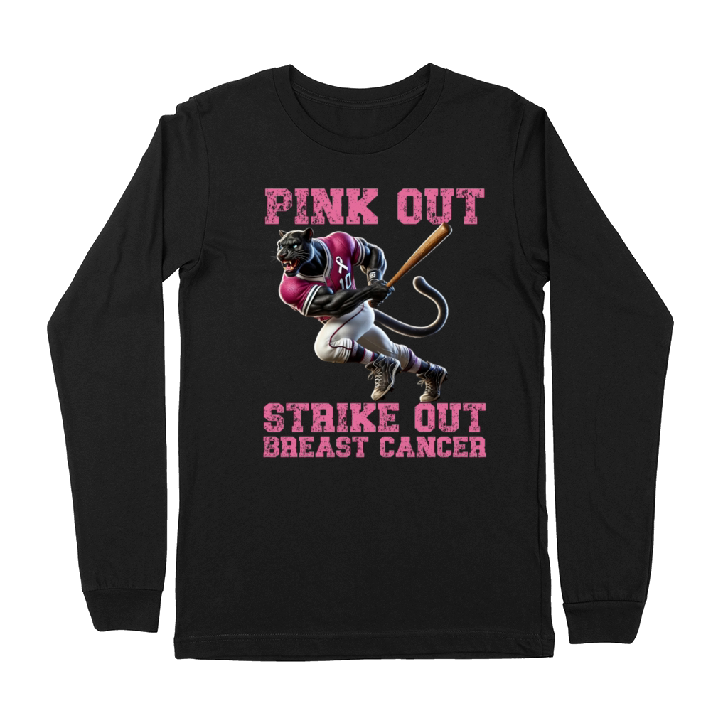 Pink Out Breast Cancer Baseball Strike Out Premium Long Sleeve