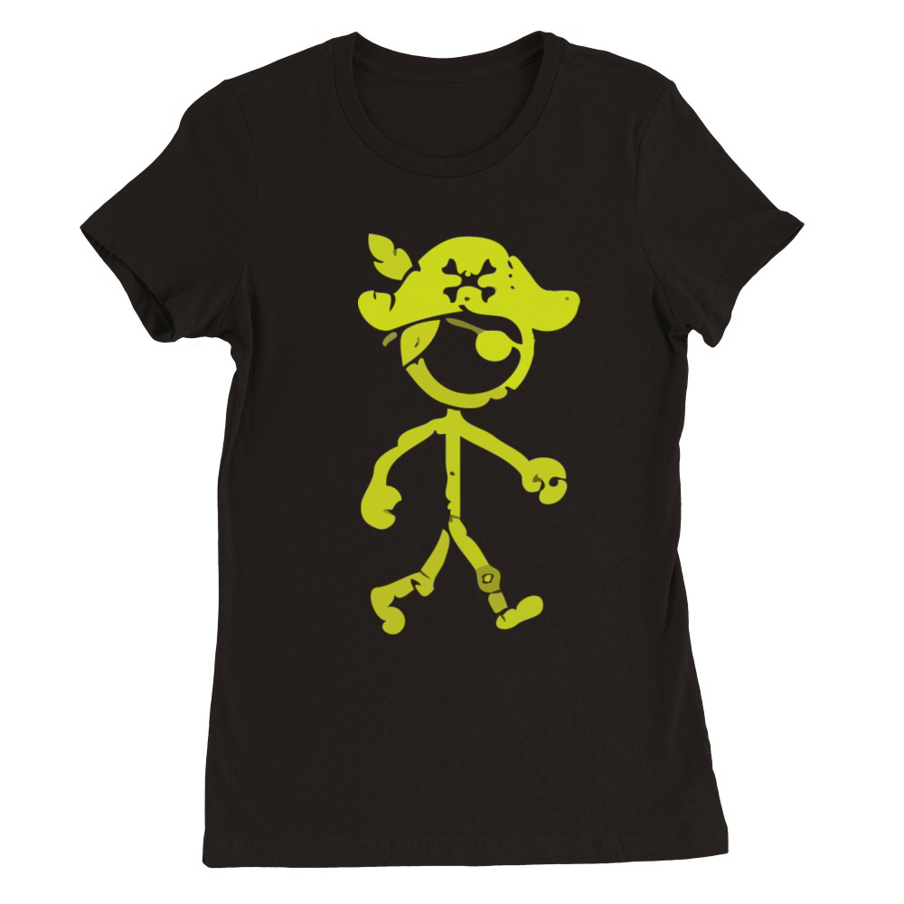 Pirate Stick Figure T Shirt Distressed Yellow Premium Womens Crewneck T-shirt