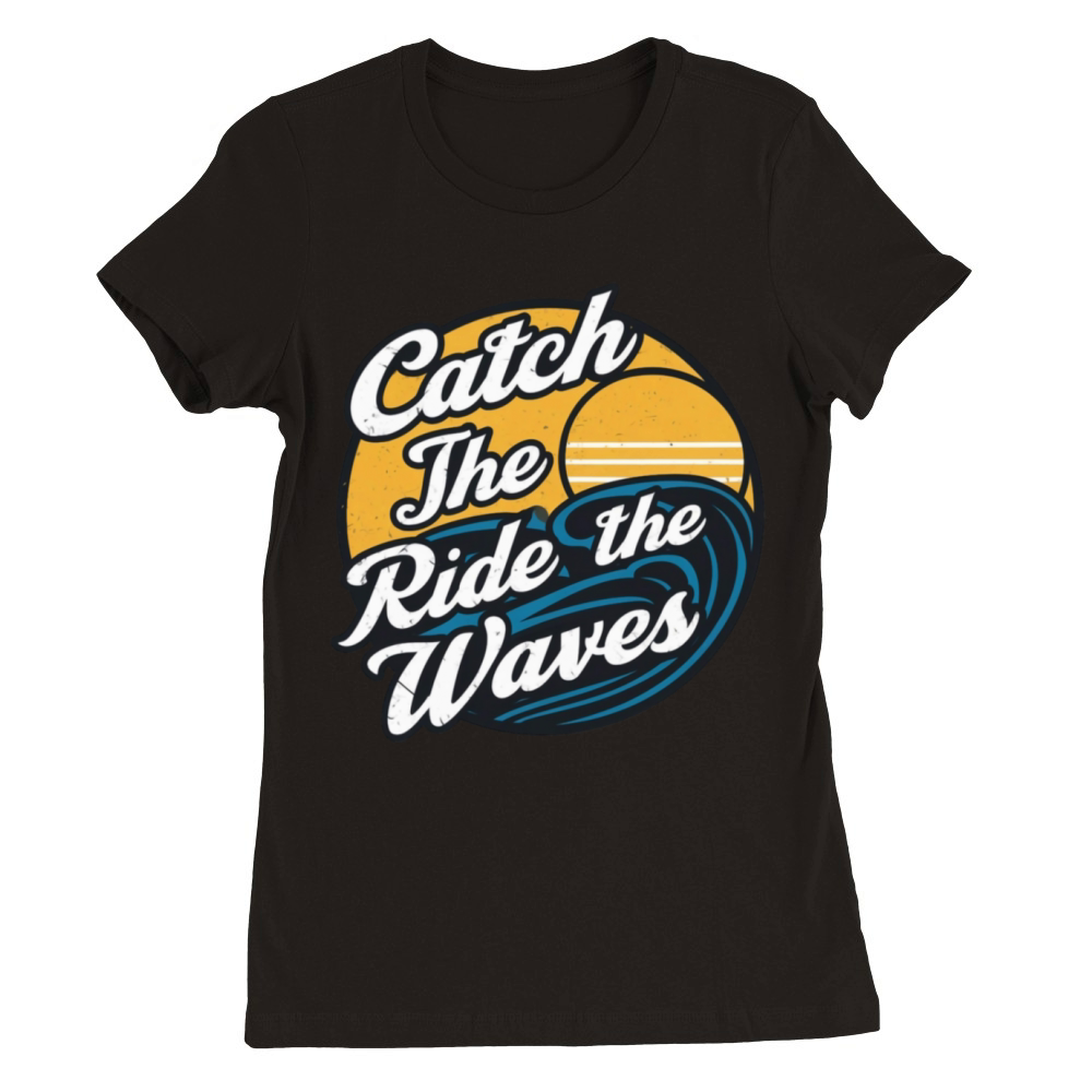 Retro vintage surfing Premium Womens Crewneck T-shirt