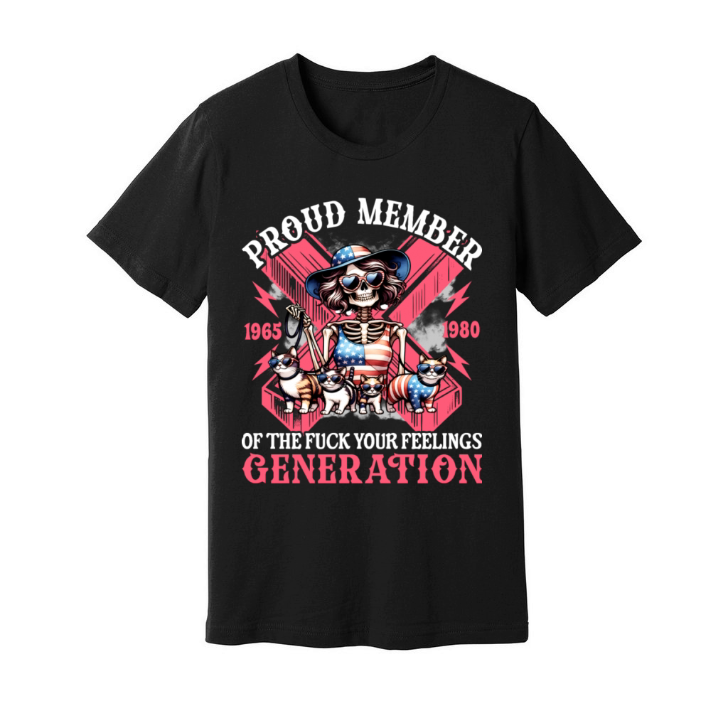 Funny X Generation Gen X Skull Cat Lady Unisex Jersey Tee