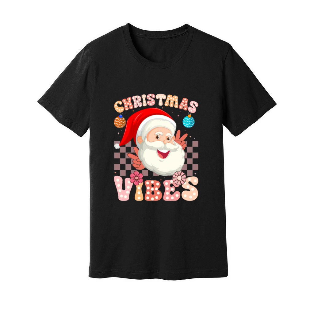 Vintage Groovy Santa Claus Christmas Vibes Unisex Jersey Tee