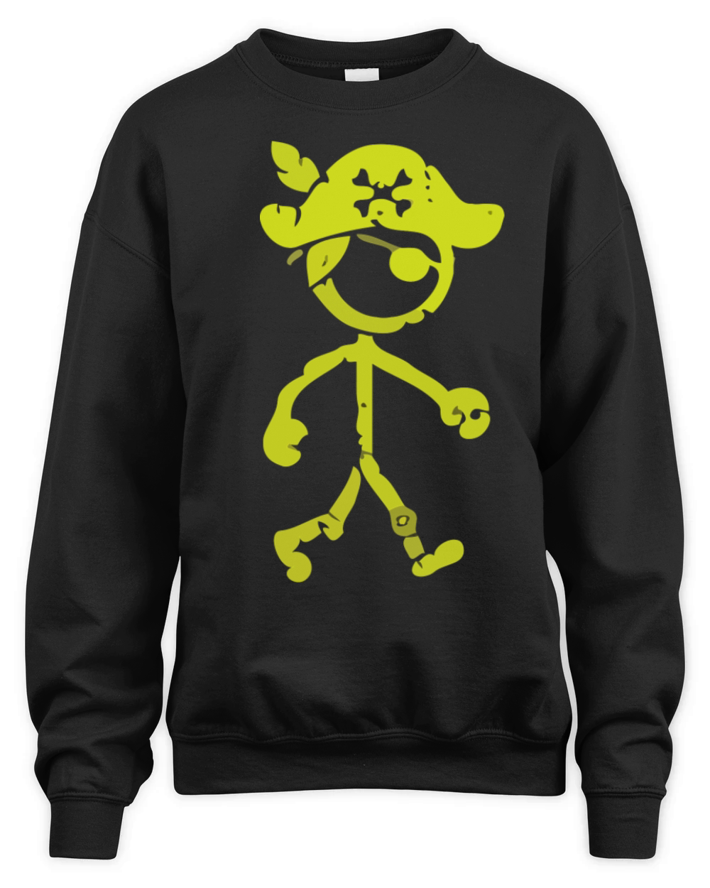 Pirate Stick Figure T Shirt Distressed Yellow Unisex Premium Crewneck Sweatshirt