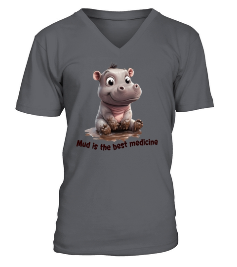 Cute Baby Moo Deng Funny Muddy Quote V-Neck T-shirt