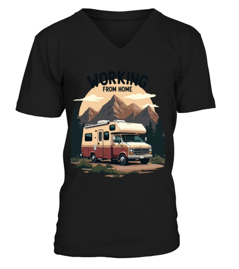 Working from Home RV Adventure V-Neck T-shirt