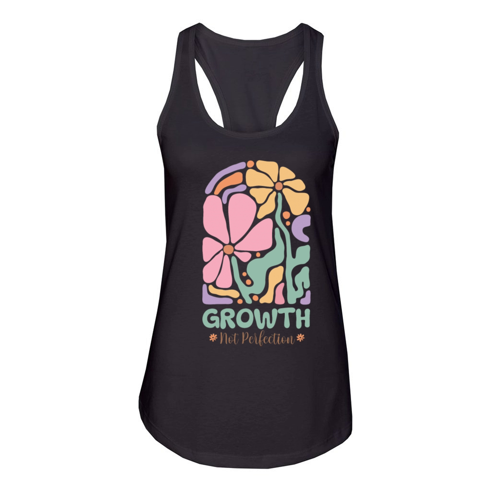 Boho Flowers Growth not Perfection Mental Health Women's Racerback Tank